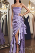 Light Purple Vintage Floral Dress Asymmetrical Hem Prom Gowns