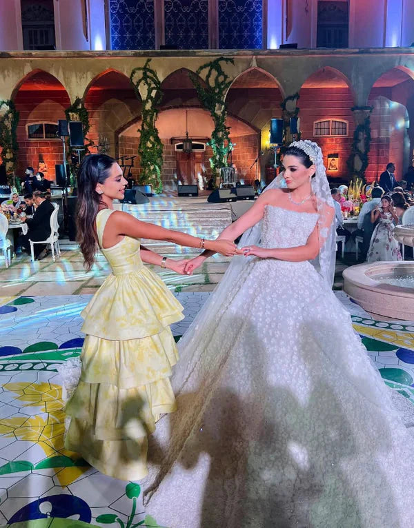 Light Yellow Ruffle Tiered A-Line Long Party Dress Prom Gown Evening Gown