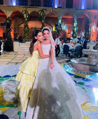 Light Yellow Ruffle Tiered A-Line Long Party Dress Prom Gown Evening Gown