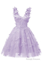 Lilac 3D Butterfly Lace Applique Tulle Homecoming Dress for Teens Sweetheart Mini Short Prom Dresses