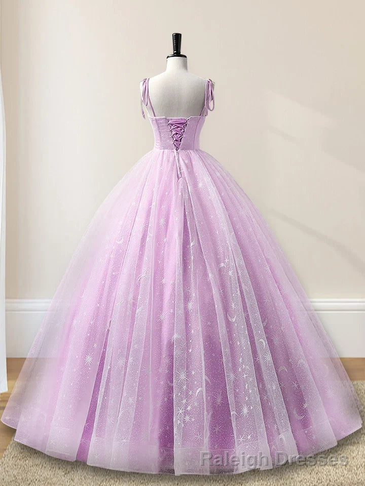 Lilac A Line Tulle Long Sleeveless Quinceanera Dresses