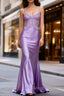 Lilac Floral Elegant Mermaid Corset Long Prom Dresses
