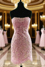 Lilac Lace Strapless Bodycon Homecoming Dress