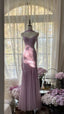 Lilac Mermaid Spaghetti Strap Beaded Chiffon Prom Dresses Long Graduation Prom Dresses