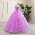 Lilac Off the Shoulder Quinceanera Dress Ball Gowns with Appliqued