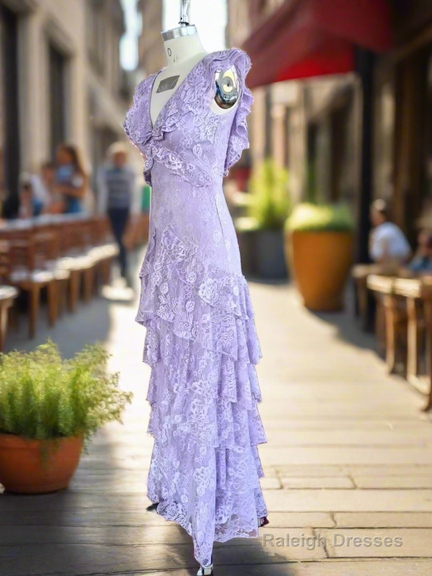 Purple Lace Long Prom Dresses Backless Evening Dress Stunning Maxi Dress Secondary image