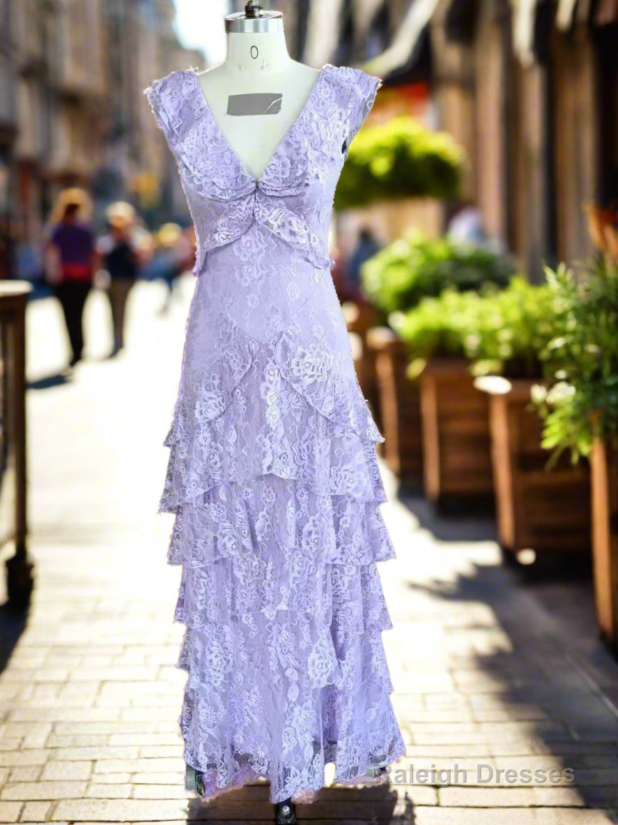 Purple Lace Long Prom Dresses Backless Evening Dress Stunning Maxi Dress Main image