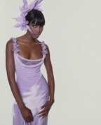 Lilac Satin Prom Dresses Long Charming Prom Dresses