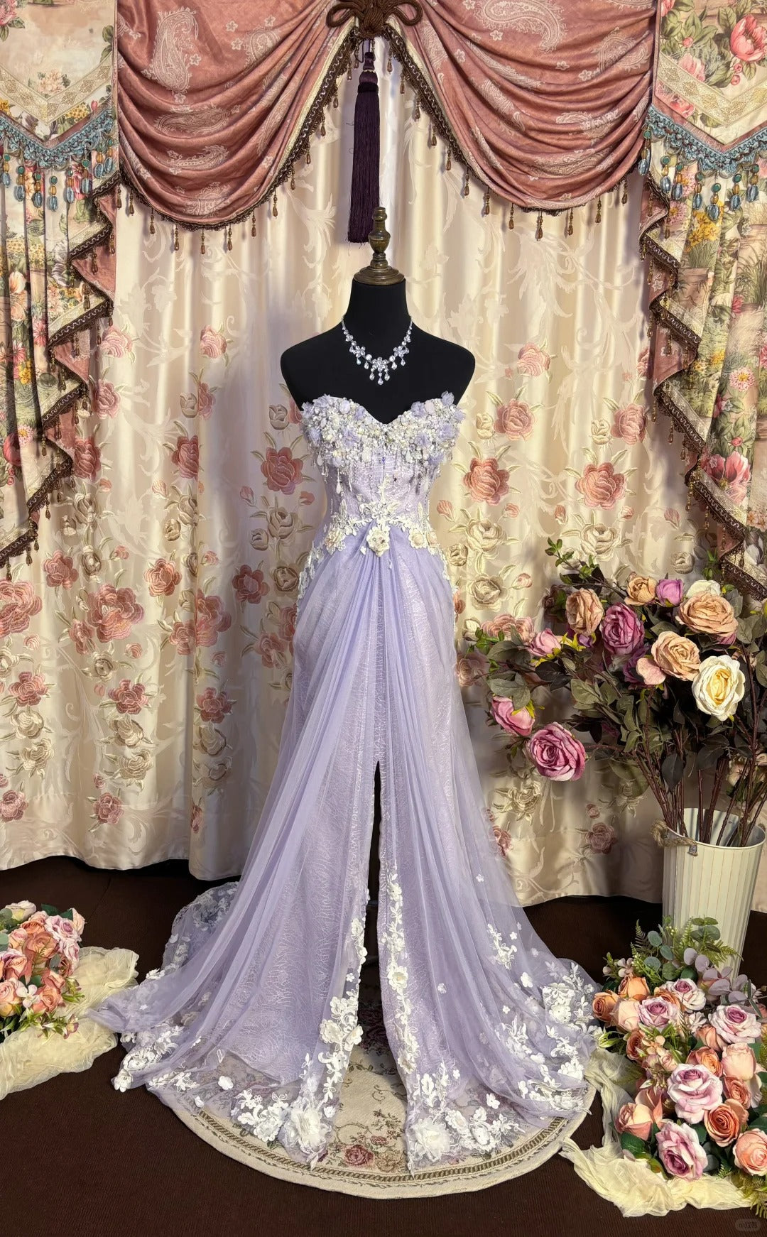 Lilac Strapless Prom Dress Long Prom Dresses