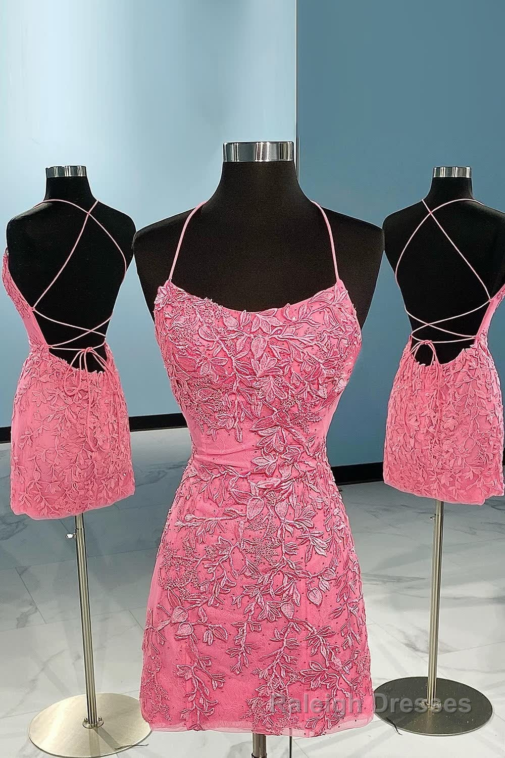 Lilac Tight Short Prom Dress with Appliques