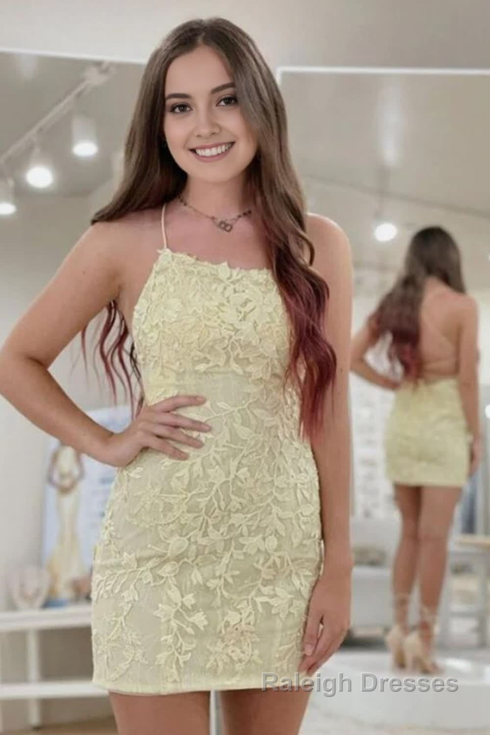 Lilac Tight Short Prom Dress with Appliques