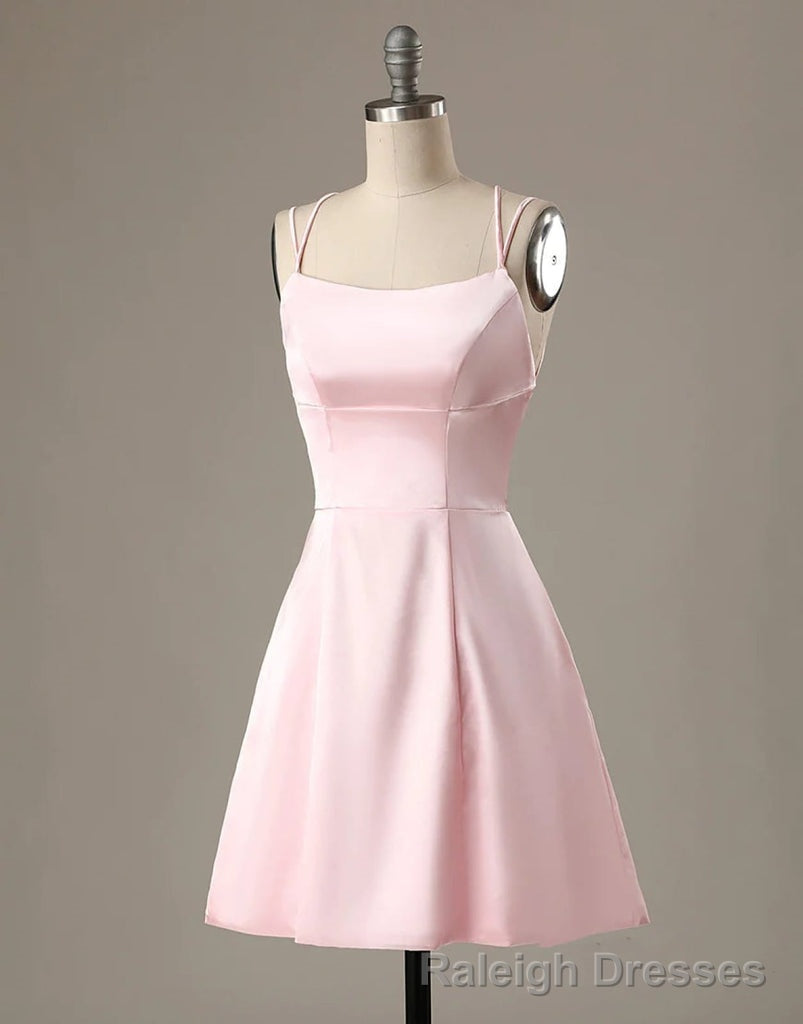 Cute Short Pink Prom Dress With Pocket Short Pink Formal Graduation Cocktail Dress, Pink Cocktail Dress