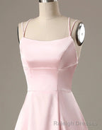 Cute Short Pink Prom Dress With Pocket Short Pink Formal Graduation Cocktail Dress, Pink Cocktail Dress
