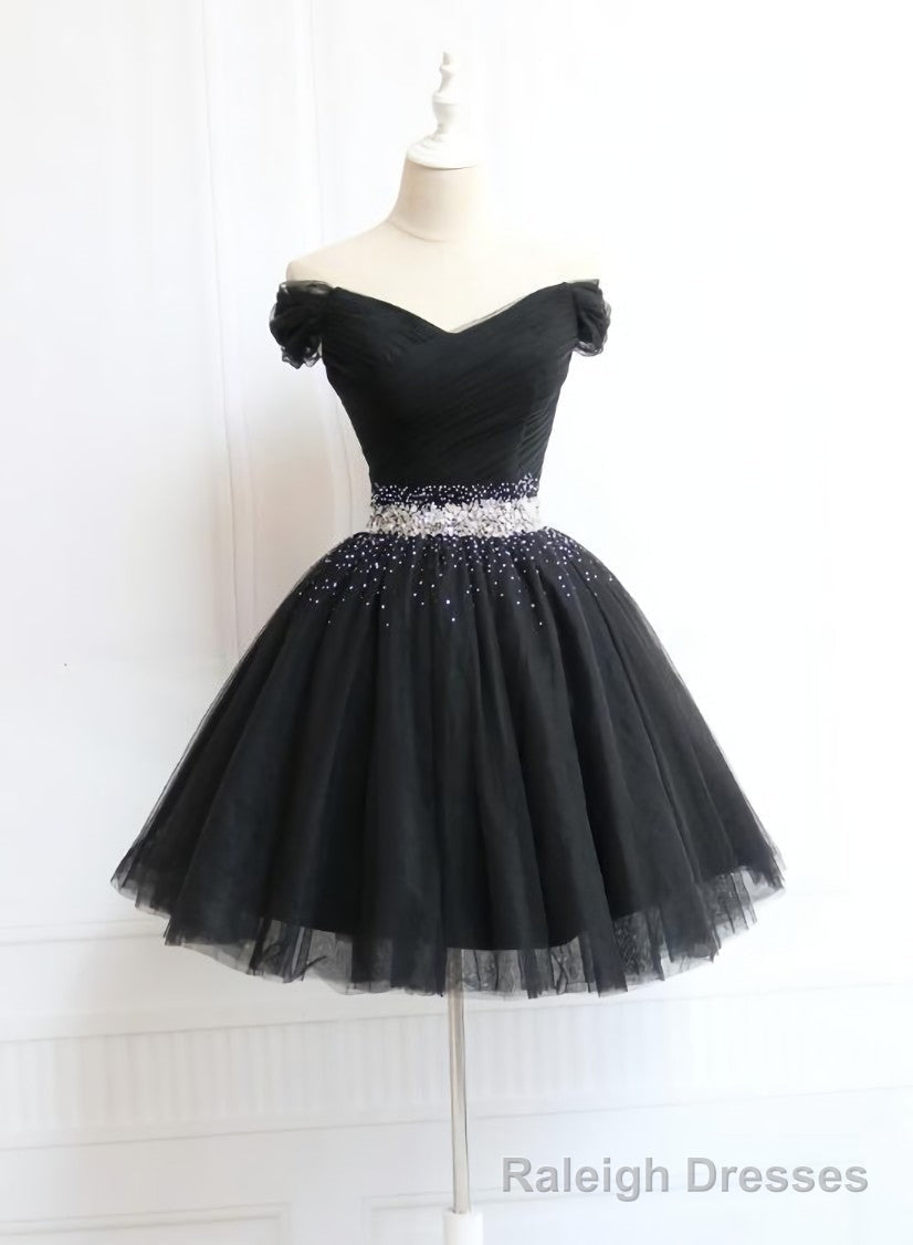 Little Black Homecoming Dress Tulle Cute Short Formal Dress Secondary image