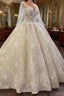 Long A Line Bateau Appliques Lace Sequins Tulle Wedding Dresses