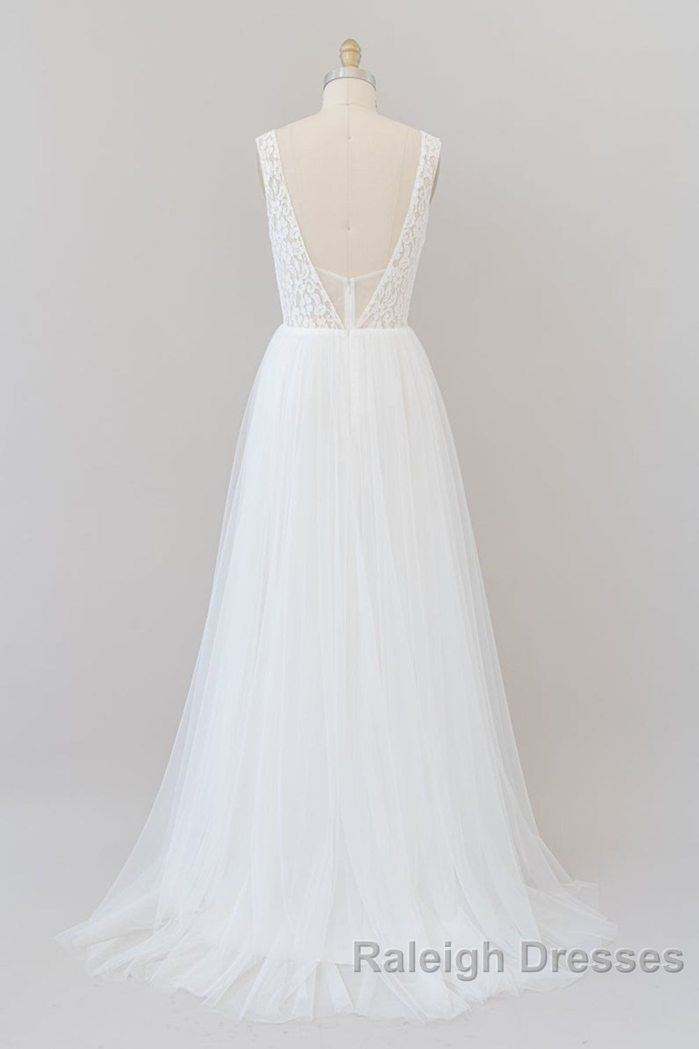 Long A Line Straps V Neck Chiffon Open Back Wedding Dresses