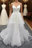 Long A Line Sweetheart Appliques Spaghetti Strap Tulle Wedding Dresses