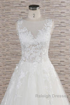Long A Line Sweetheart Applqiues Lace Tulle Wedding Dresses