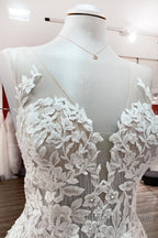 Long A Line Sweetheart Tulle Open Back Wedding Dresses