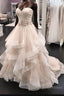 Long A-line Tulle Beaded Waistline Sweetheart Wedding Dress