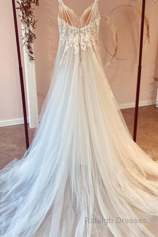 Long A Line Tulle Sweetheart Appliques Lace Wedding Dress Secondary image