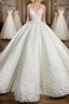 Long Ball Gown Spaghetti Strap Appliques Lace Satin Wedding Dress