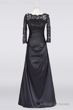 Long Black A Line Mother Of The Bride Dress
