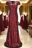 Long Burgundy Sequins Dropped Back Mermaid Bridesmaid Dresses