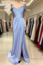 Long Chiffon V-Neck Off Shoulder Prom Dress Leg Slit Bridesmaid Dresses