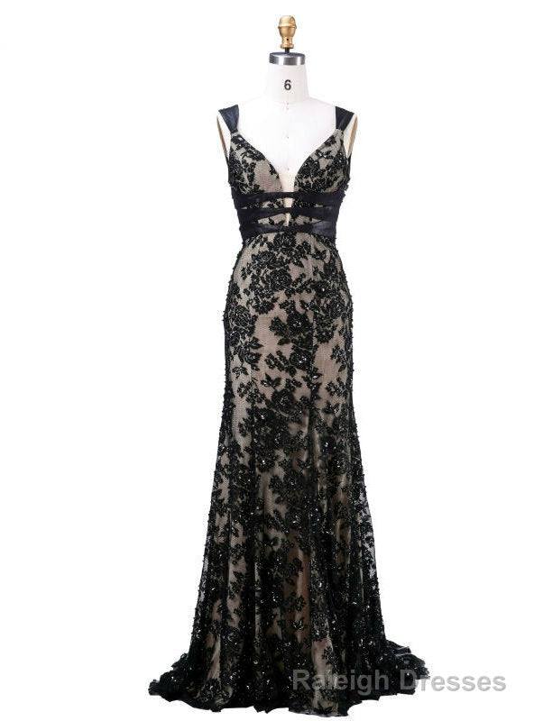 Long Evening Gowns New Arrival With V-Neck Backless Appliques Beading
