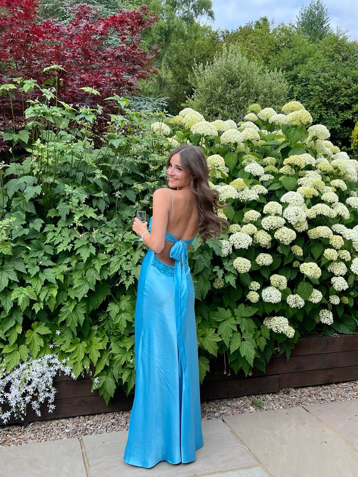 Long Prom Dress Custom Blue Prom Dresses