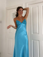 Long Prom Dress Custom Blue Prom Dresses