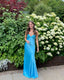 Long Prom Dress Custom Blue Prom Dresses