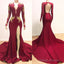 Long Mermaid Gold Red Lace Prom Dress Mermaid Prom Gown