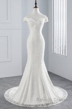 Long Mermaid Lace Off Shoulder Lace-up Wedding Dresses