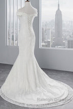 Long Mermaid Lace Off Shoulder Lace-up Wedding Dresses