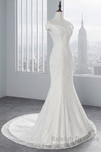 Long Mermaid Lace Off Shoulder Lace-up Wedding Dress