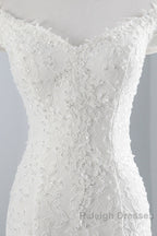 Long Mermaid Lace Off Shoulder Lace-up Wedding Dress