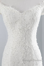 Long Mermaid Lace Off Shoulder Lace-up Wedding Dresses