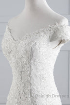 Long Mermaid Lace Off Shoulder Lace-up Wedding Dresses