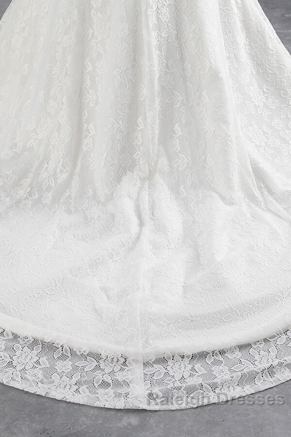 Long Mermaid Lace Off Shoulder Lace-up Wedding Dresses