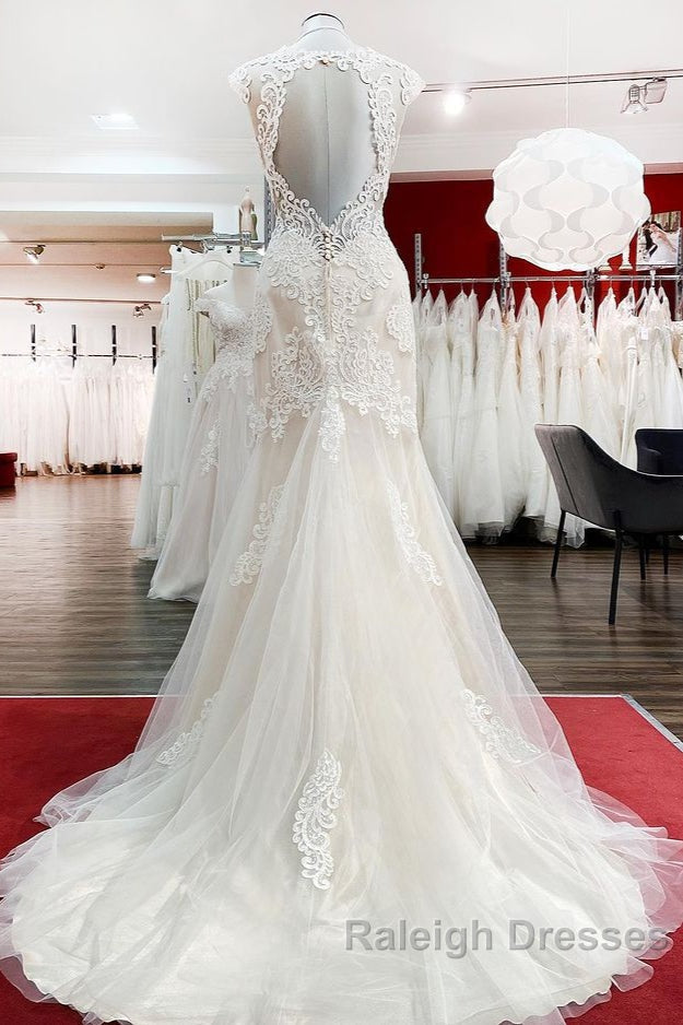Long Mermaid Lace Sweetheart Open Back Wedding Dresses with Appliques Lace Secondary image