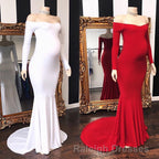 Long Mermaid Off-the-shoulder Pregnant Prom Dresses with Sleeves