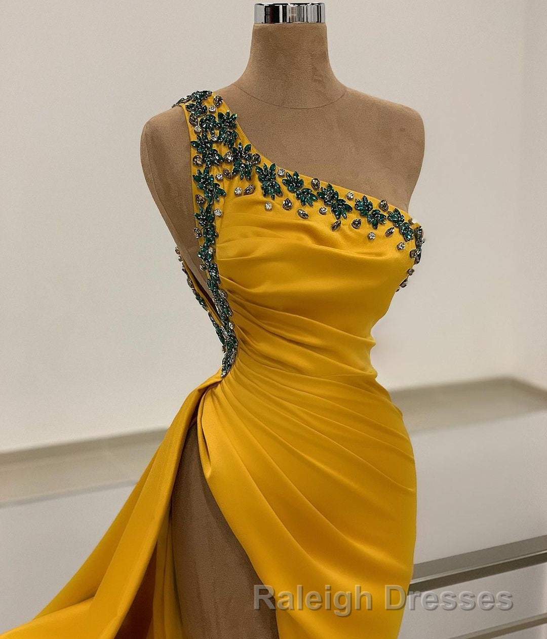 Long Mermaid One Shoulder Beading Backless Prom Dress with Slit Secondary image