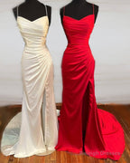 Long Mermaid Pleated Dress With Slit