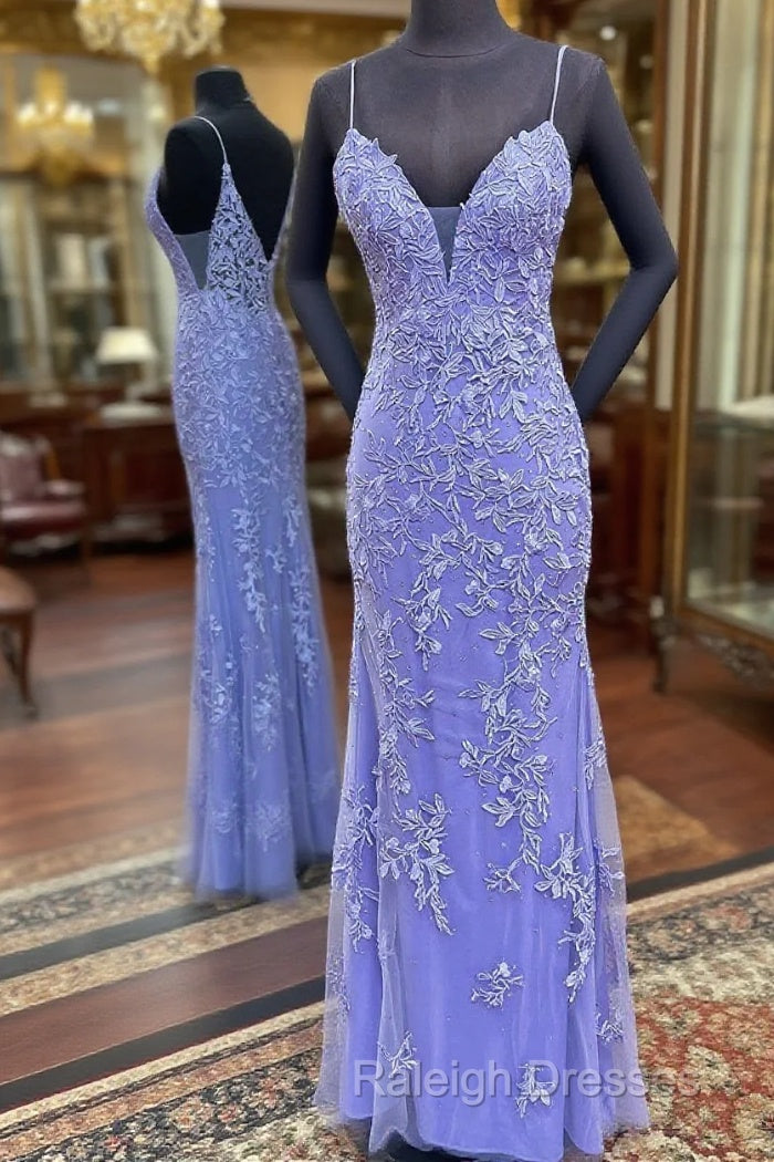 Long Mermaid Straps Prom Dress Lace Appliques Main image