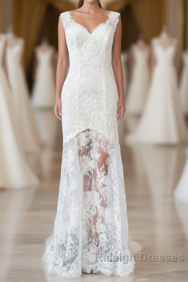 Long Mermaid Sweetheart Lace Backless Wedding Dress Main image