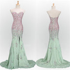 Long Mint Mermaid Sweetheart Sparkly Popular Unique Formal Prom Dress