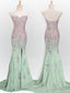 Long Mint Mermaid Sweetheart Sparkly Popular Unique Formal Prom Dress
