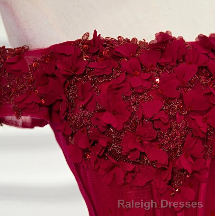 Long Party Dress, Off Shoulder Dark Red Prom Dress Secondary image